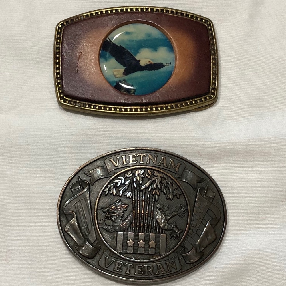 2 pcs.Vtg. Vietnam & Alumaline 4108 Belt Buckles